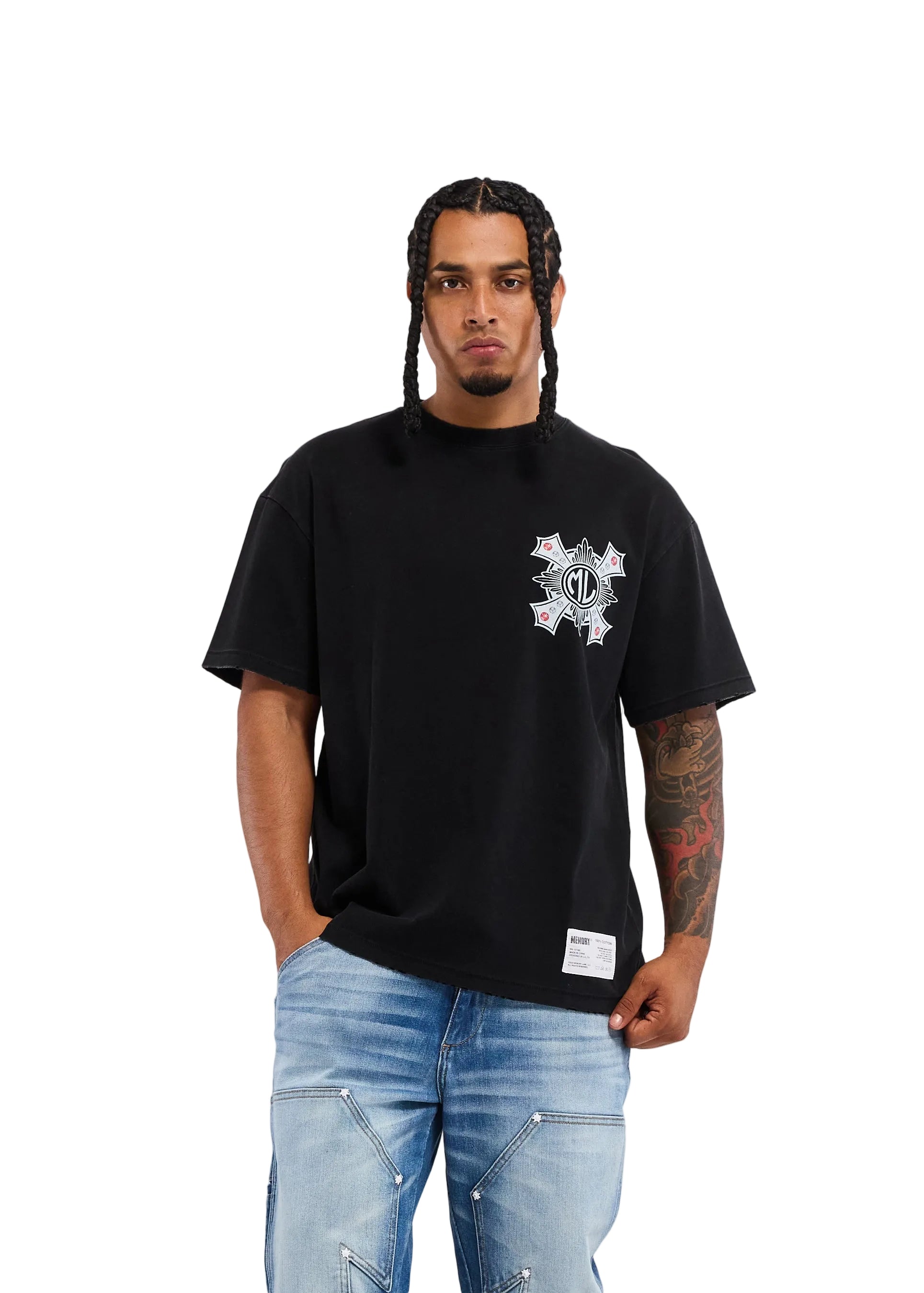 Memory Lane Cross Tee - Vintage Black
