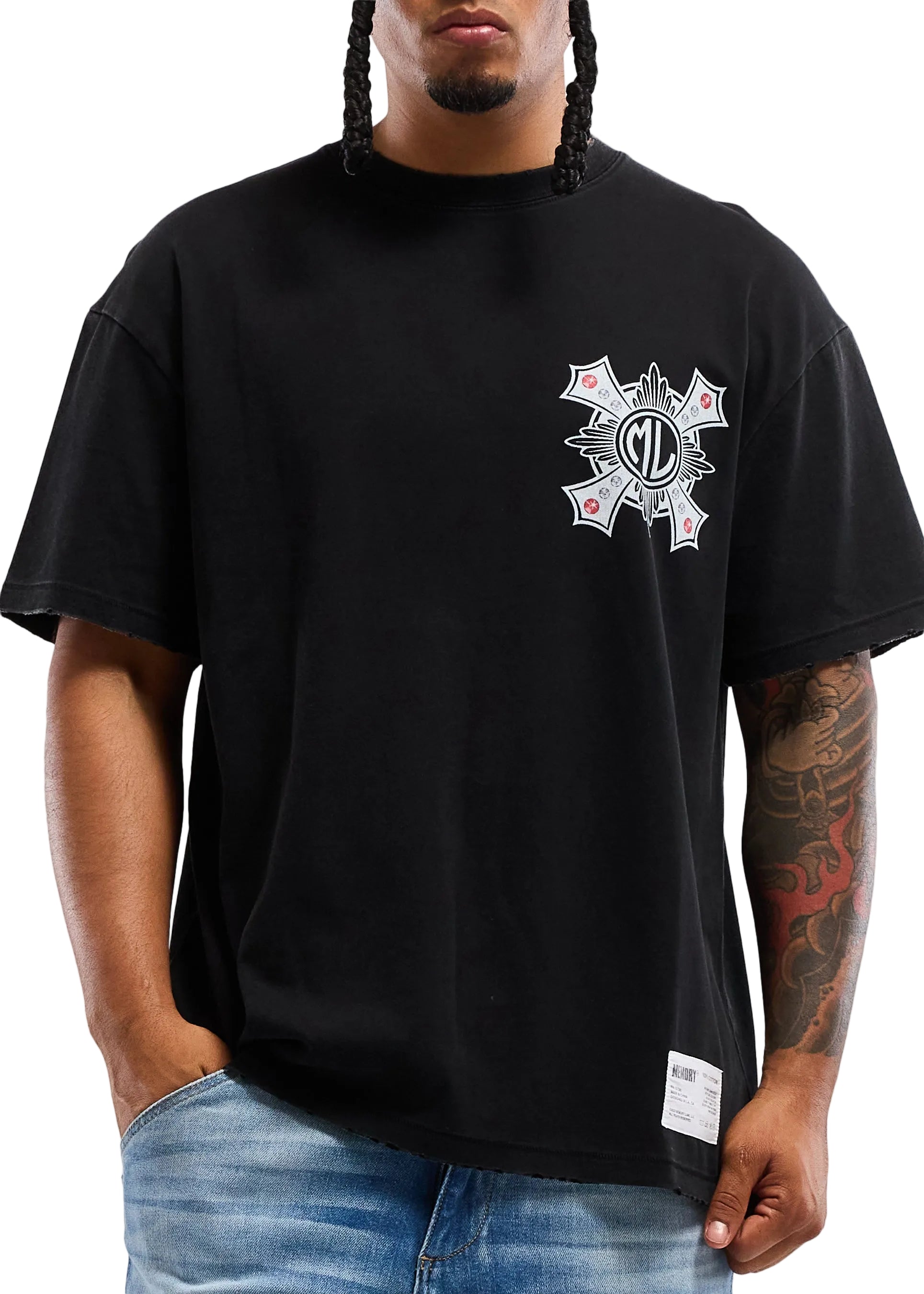 Memory Lane Cross Tee - Vintage Black