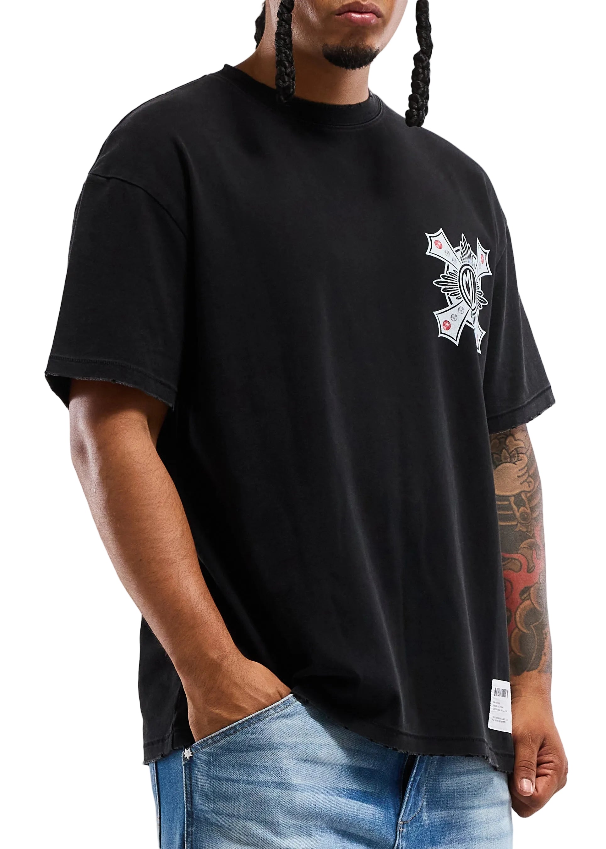 Memory Lane Cross Tee - Vintage Black