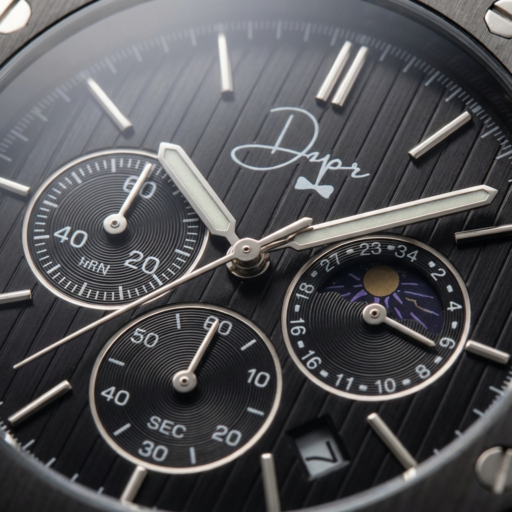 Black Stainless Steel Watch - ChronoLunar All Black by Dapper Watches